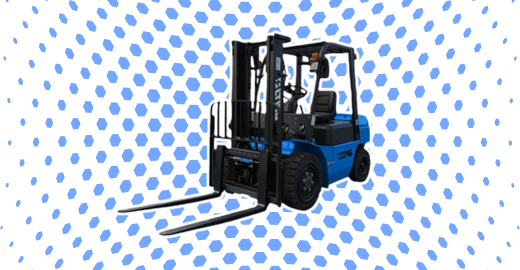 Blue forklift on a blue background
