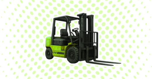 Green forklift on a green background
